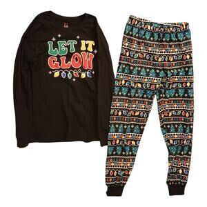 PJ Place Adult Unisex Christmas Let It Glow Pajamas Size Small New No Tags